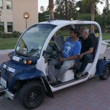 Jit Ray Chowdhury and Trevor Blackwell in Auro Robotics self-driving shuttle
